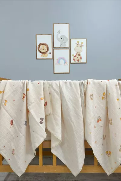 Little Organic's | Set van 3 % Organische Katoenen Mousseline Doeken - Dekens  cm | Oeko-tex | Gots