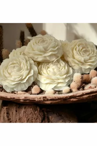 Bernami Decoratieve Pioenroos Bloem Vanillegeur 5-delige Kaars-bloem Kaars-geurkaars