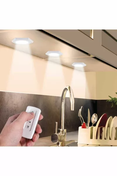 TABLE LAMP KITCHEN COUNTER UNDER-BATHROOM CABINET WIRELESS 3-PACK REMOTE-CONTROLLED AND BATTERY-POWERED LED LIGHT
