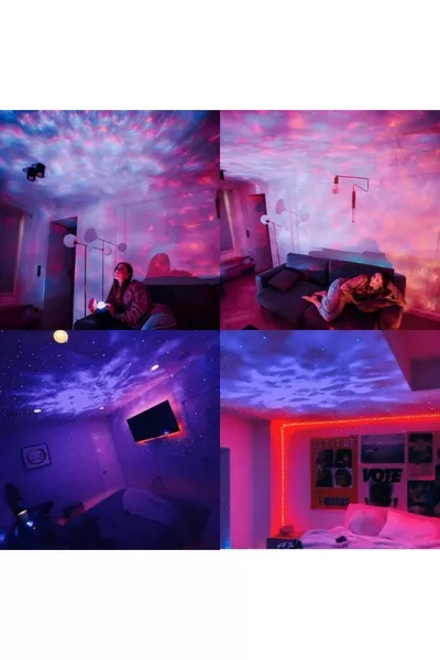 Projecteur Starry Enceinte Bluetooth Lampe de Nuit Haut-parleur de Fête avec Lumières LED RGB