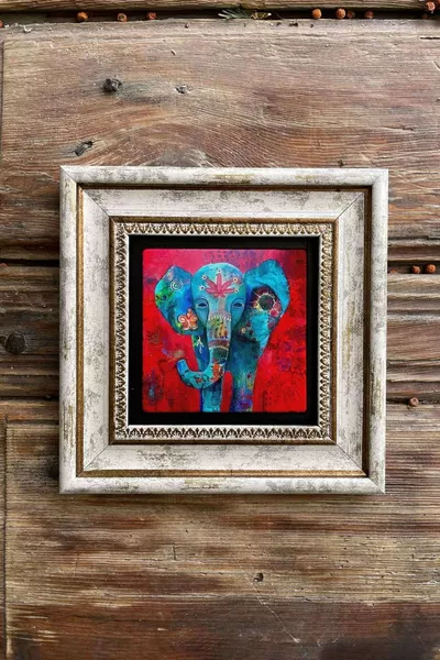 Geraamd Steen Schilderij cm Set van 4 () olifant Nazar Oog Granaatappelboom