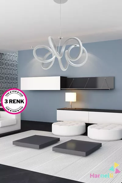 ثريا LED رمادية بعلبة قطرها  سم وثلاثة ألوان قابلة للتغيير