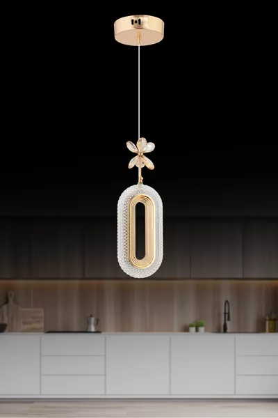 Led Alfa Tekli Gold Ledli Led Avize