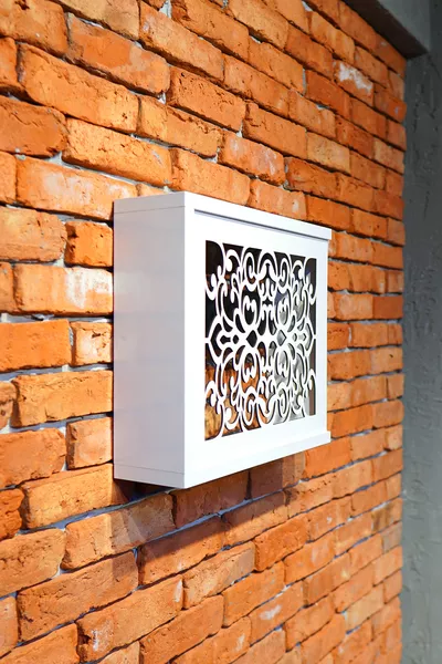 Коробка для хранения модема с раздвижной дверцей, открывающаяся в сторону,  см, белая с узором