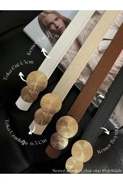 4er Vorteilspaket Produkt Runder Goldschnalle Damen Gürtel, Hosen Gürtel, Jacken Gürtel, Kleid Gürtel