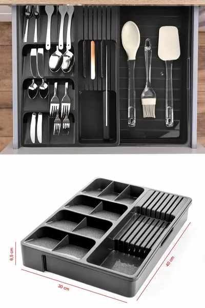 Couverts et couteaux réglables avec tiroir coulissant maxi