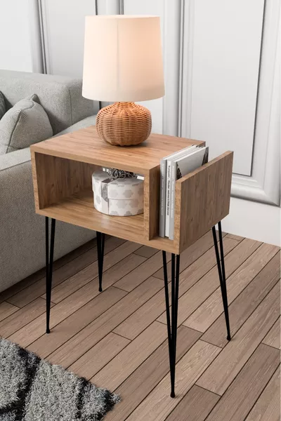 Журнальный столик Begonya с полками - для газет, украшений, книг, журналов и с металлическими ножками, стильный столик