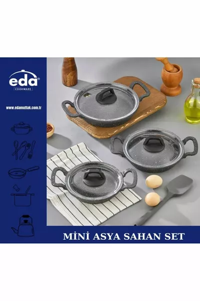 Asya 3-Piece Saucepan Set with Glass Lids, Cast Gray, Round  cm 