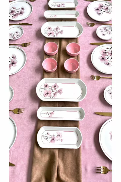 Açelya Lux Reliëf -Delige 6-Persoons Ontbijtserviesset