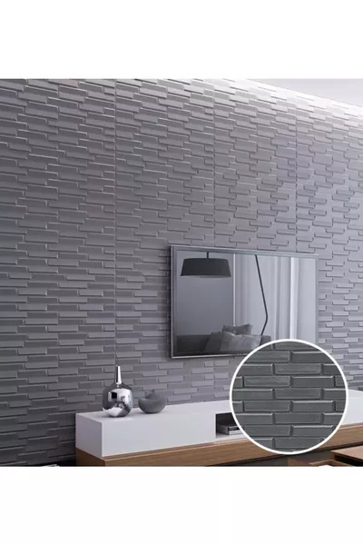 Zelfklevend Lichaam Optioneel Kantoor Woonkamer Grijs Opaak Piramide 3D Behangpaneel 