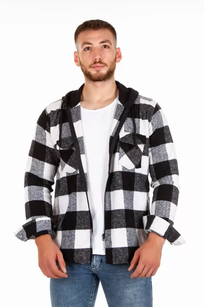 Hooded Zipped Unisex Acrylic Flannel Shirt