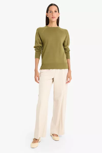 Pull en tricot basique à col rond, coupe regular fit, texture douce wn