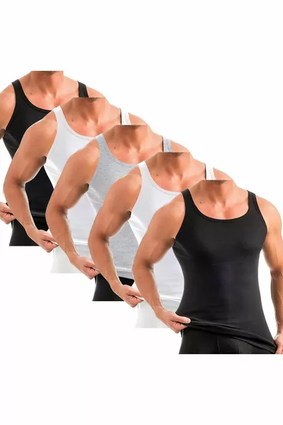 صندوق 5 قطع مميز من القمصان الداخلية للرجال RIBANA SEZAR، طويل جداً - قطن رفيع ممشط