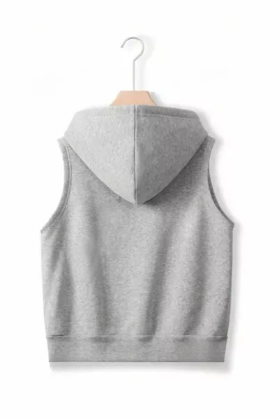 Gilet Oversize Unisex con Cappuccio, Zip e Tasca a Marsupio