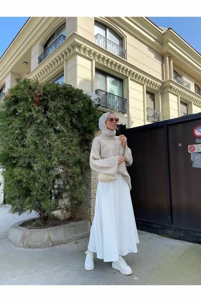 Women's White Flared Skirt