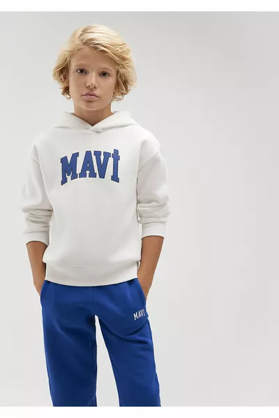 Weißes Kapuzen-Sweatshirt mit Logo 