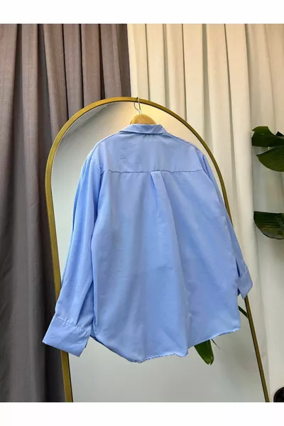 Женская рубашка оверсайз, детский голубой, новая, 2