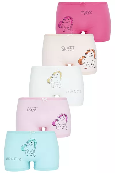 Girls' Boxer Briefs 5-Pack Mixed Colors Unicorn Print Boxer
