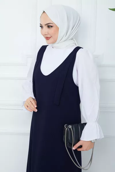 Abito a rete lunga in blu scuro 