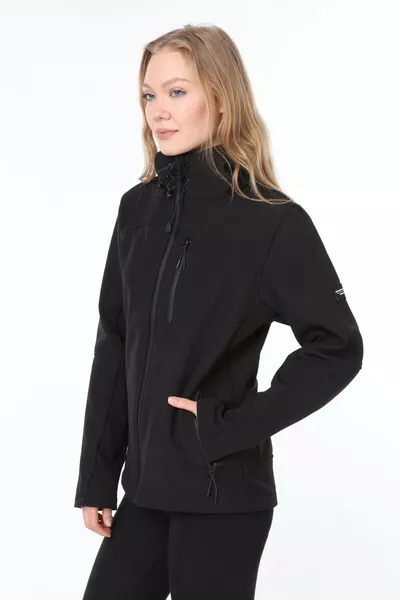 Dames Zwarte Waterdichte Winddichte Softshell Sportjas