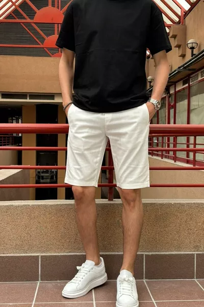 Gummibund mit Kordelzug, Regular Fit, Sommer, Old Money Culture, Leinen, Gewebte Shorts