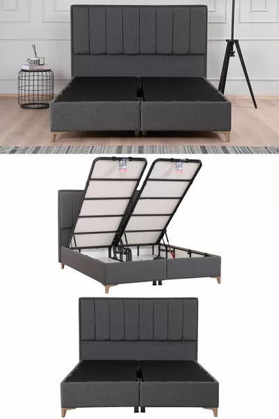 Gold Therapy Storage Bed Anthracite (HEADBOARD AND MATTRESS NOT INCLUDED)