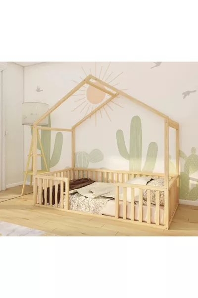 سرير مونتيسوري للأطفال والرضع مع سقف