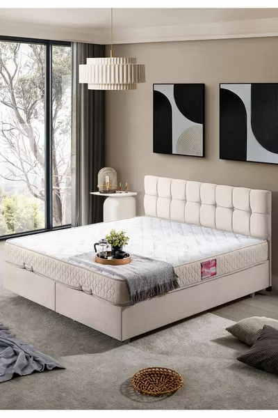 Berlin Çift Kişilik Baza Başlık İkili Seti, Krem