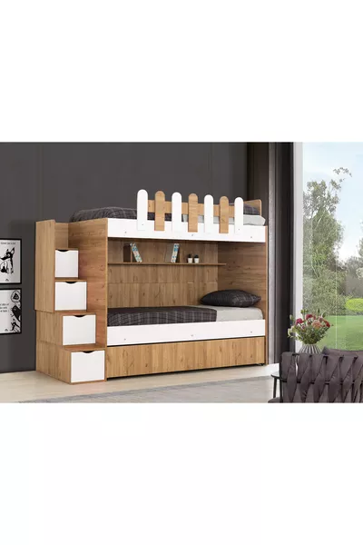 إيفيمشاه جوز / أبيض * سرير بطابقين ثلاثي مع سرير طفل