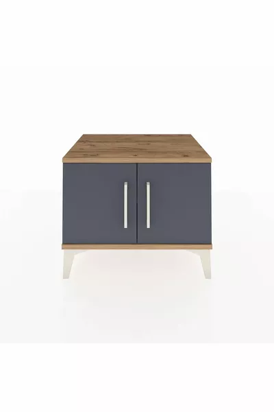 خزانة جانبية هايبريون، رف واحد، بابان، خشب الصنوبر - أنثراسيت