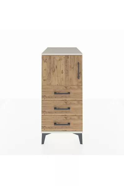 Kronos Komodin Tek Raflı 3 Çekmeceli Tek Kapaklı  Aytaşı-Çam