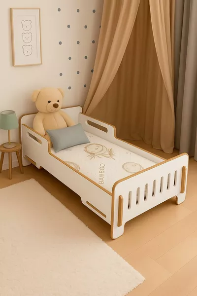 Kinderbodenbett-Kinderbettgestell - cm - Baby- und Kinderbett - MDF - WEIß