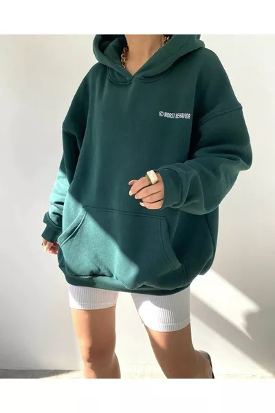Wrst Printed Unisex Army Green Oversized Hoodie