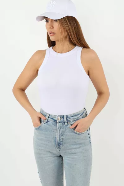 قميص داخلي نسائي من القطن الأبيض المحبوك الفاخر