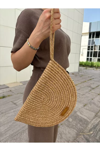 Moss Ritssluiting Stro Jute Vegan Clutch Tas
