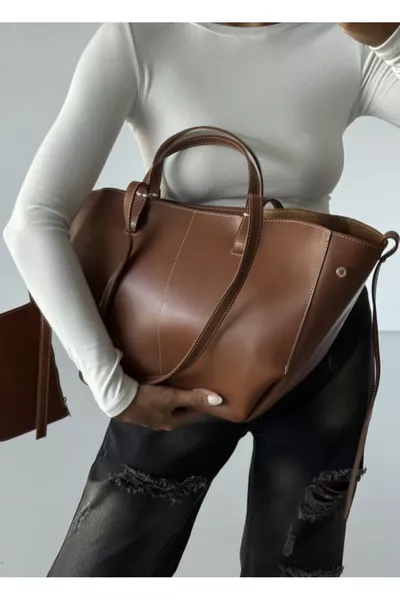 حقيبة بنية للمرأة من بولين لليد والكتف على بنترست