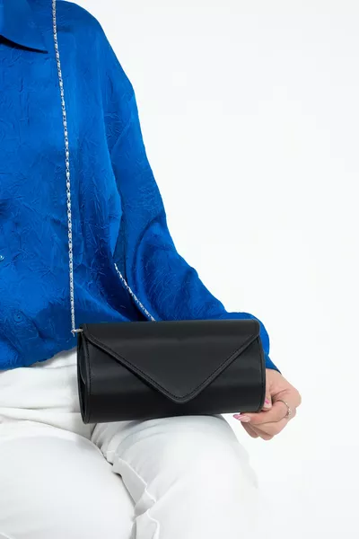 Black Satin Evening Bag, Portfolio Bag, Clutch Bag