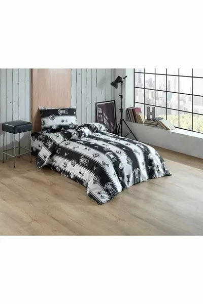 طقم مفروشات لشخص واحد لمحبي الفريق، مكون من غطاء لحاف وملاءة مطاطية *