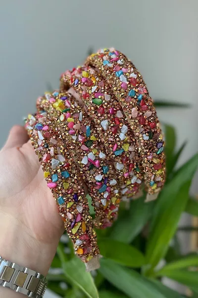 Corona da donna con pietre naturali - Colore misto