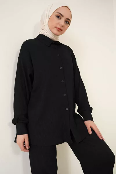 Completo Doppiato in Maglia per Hijab - Nero