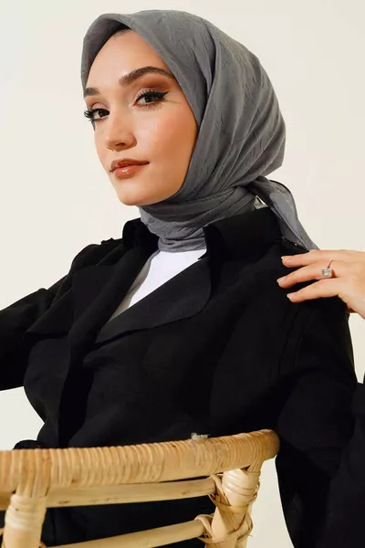 وشاح بامبو كراش فاخر باللون الرمادي الداكن