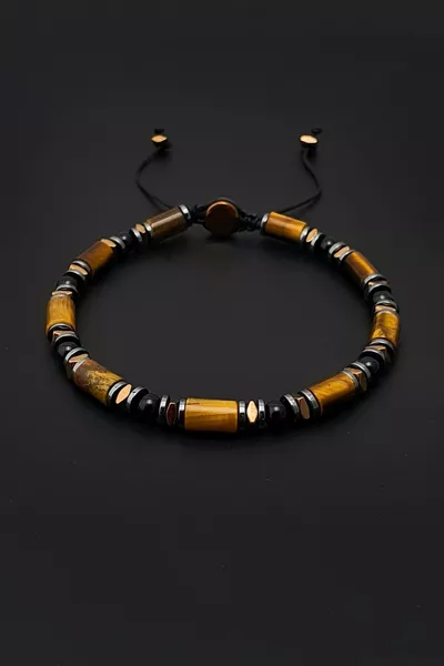 عين النمر وحجر العقيق، حجر طبيعي، سوار نحيف، سوار ماكرامي، قابل للتعديل