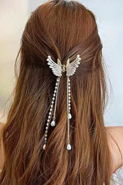 Pince à clip avec chaîne pendante et perles complètes Kanat