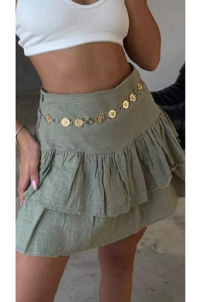 حزام سلسة للنساء بتفاصيل زهرة الأقحوان والحلقة للجسم والخصر والفستان والبنطلون والتنورة