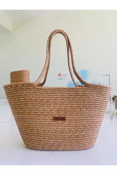 Straw Beach Bag, Straw Short Handle, Jute Bag, Women's Bag, Bag, Accessory 