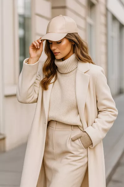 Cappello da Baseball in Pelle Beige Classico con Visiera Liscia - Design Semplice ed Elegante 