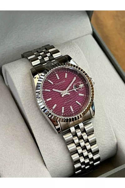 ساعة يد نسائية جديدة موديل RLX سوار فضي وقرص بنفسجي