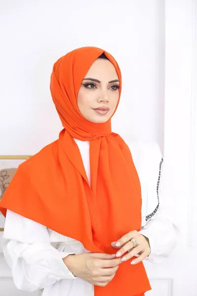 Hijab Cotton Cazz Shawl Model for Women _ Orange