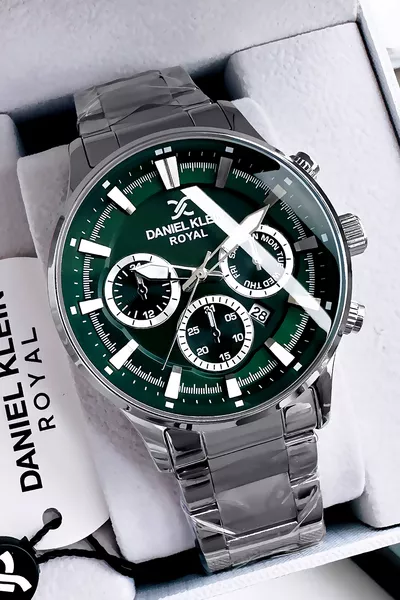 Premium Men's Wristwatch 3 ATM Water Resistant Silver Color Steel Strap Natural Stone Bracelet 