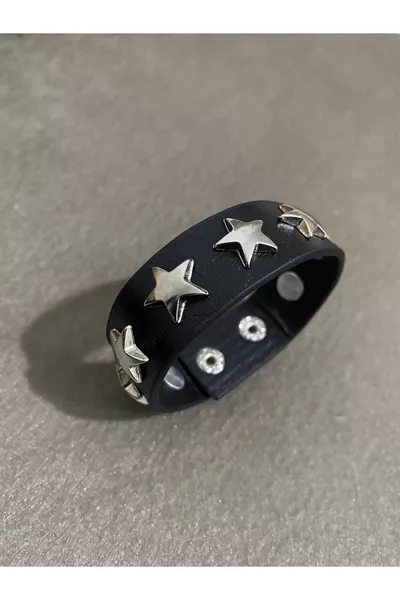 سوار معدني قوطي مزين بنجمة 2 سم، مقاس واحد  سم